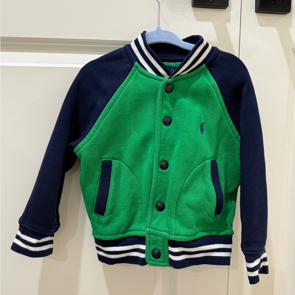 Ralph Lauren Green and Navy Kids Varsity Jacket